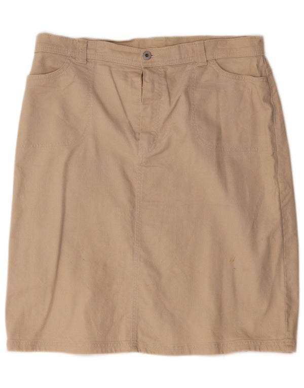 Marks & Spencer Falda Recta para Mujer UK 18 XL W36 Algodón Beige