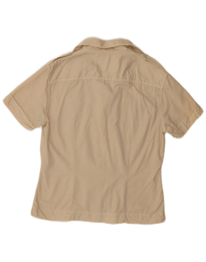 Benetton Camisa De Manga Corta Mujer ES 42 Algodón Beige Medio