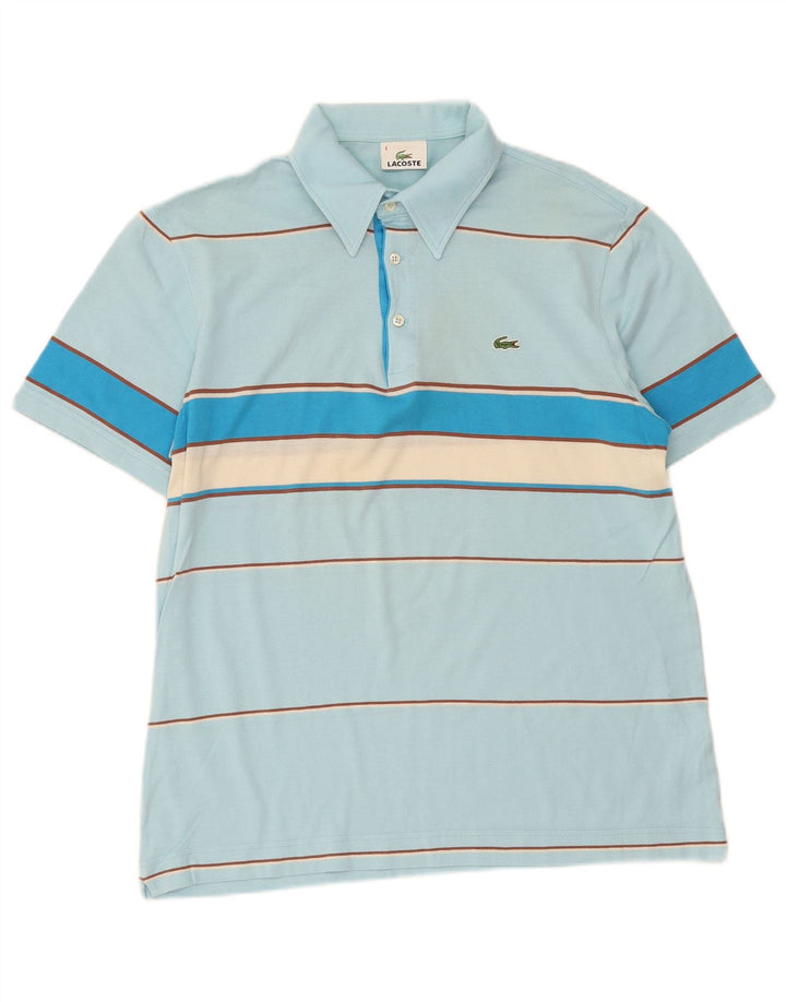 Polo Lacoste para hombre talla 4 algodón a rayas azul medio