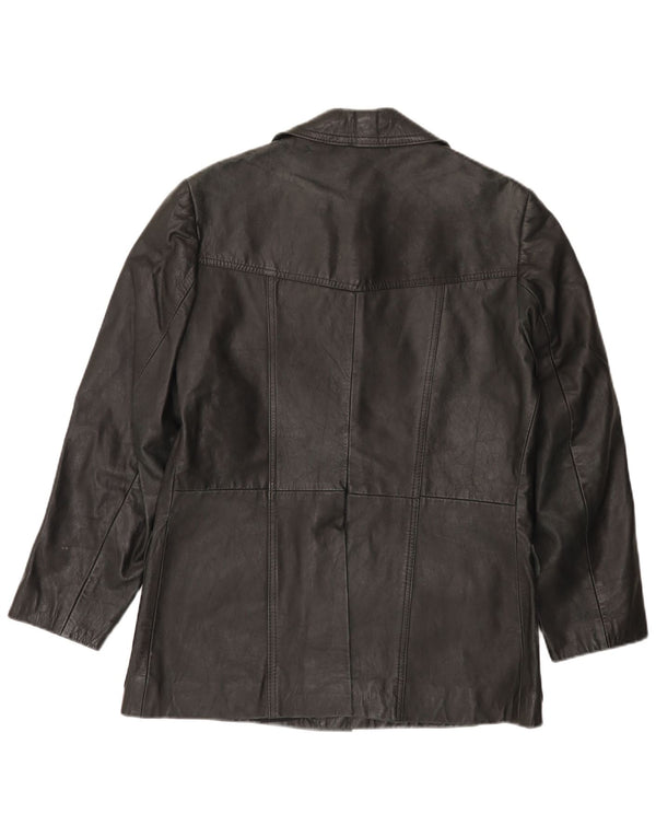 VINTAGE Chaqueta de cuero para hombre Reino Unido 38 Mediano Negro