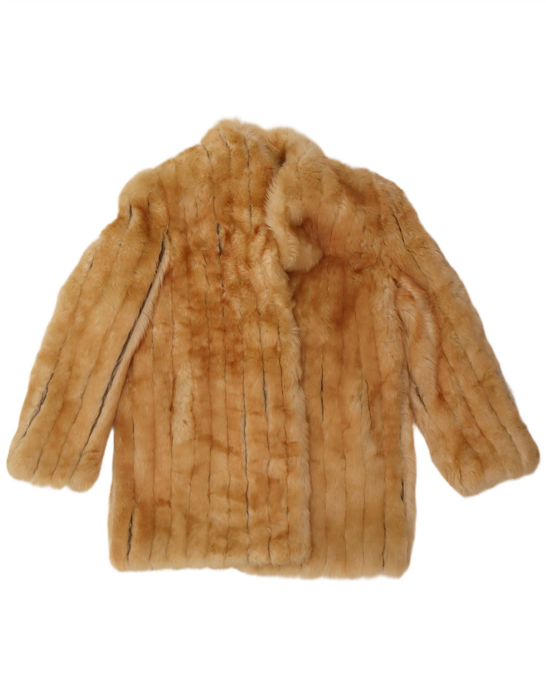 Vintage mujer abrigo de piel sintética Reino Unido 14 medio beige clásico