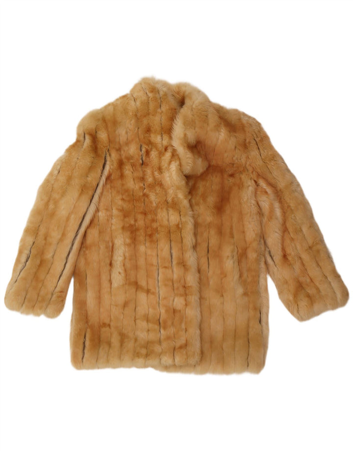 Vintage mujer abrigo de piel sintética Reino Unido 14 medio beige clásico