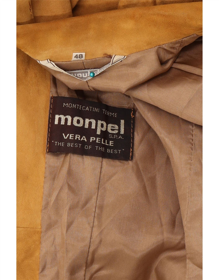 Monpel Chaqueta Blazer de Ante con 2 Botones para Mujer IT 48 XL Cuero Beige