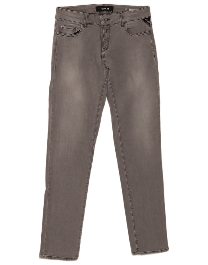 REPLAY Vaqueros ajustados para mujer W28 L30 Algodón gris