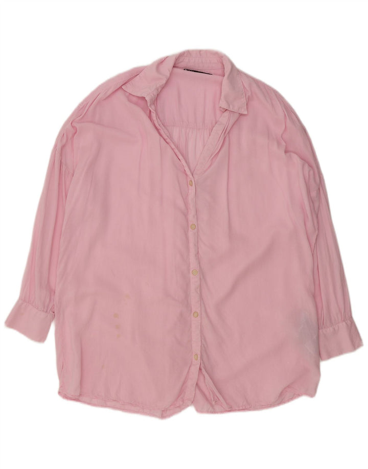 Zara Mujer Camisa Oversize UK 6 XS Rosa Lyocell