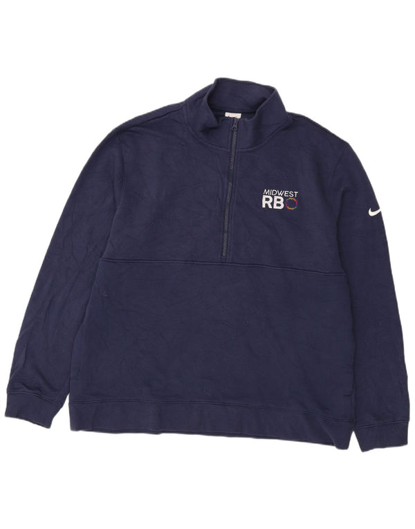 Nike Mens Graphic Zip Neck Sudadera Jumper 2XL Azul Marino Algodón