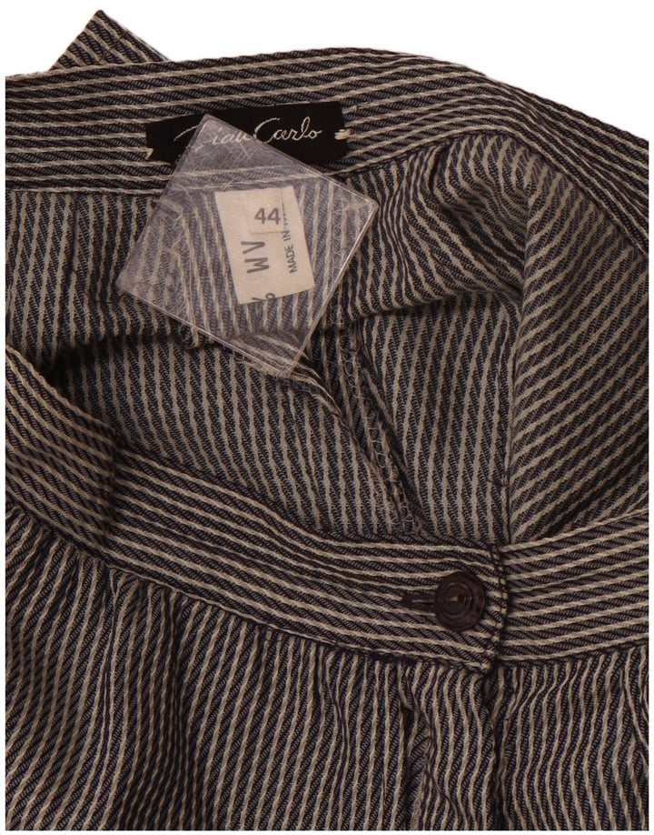 VINTAGE Bermudas de cintura alta para mujer IT 44 Medio W26 Rayas grises