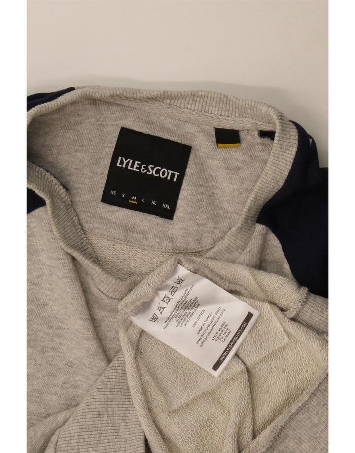 Lyle & Scott Hombre Sudadera tipo jersey de algodón color block en gris medio