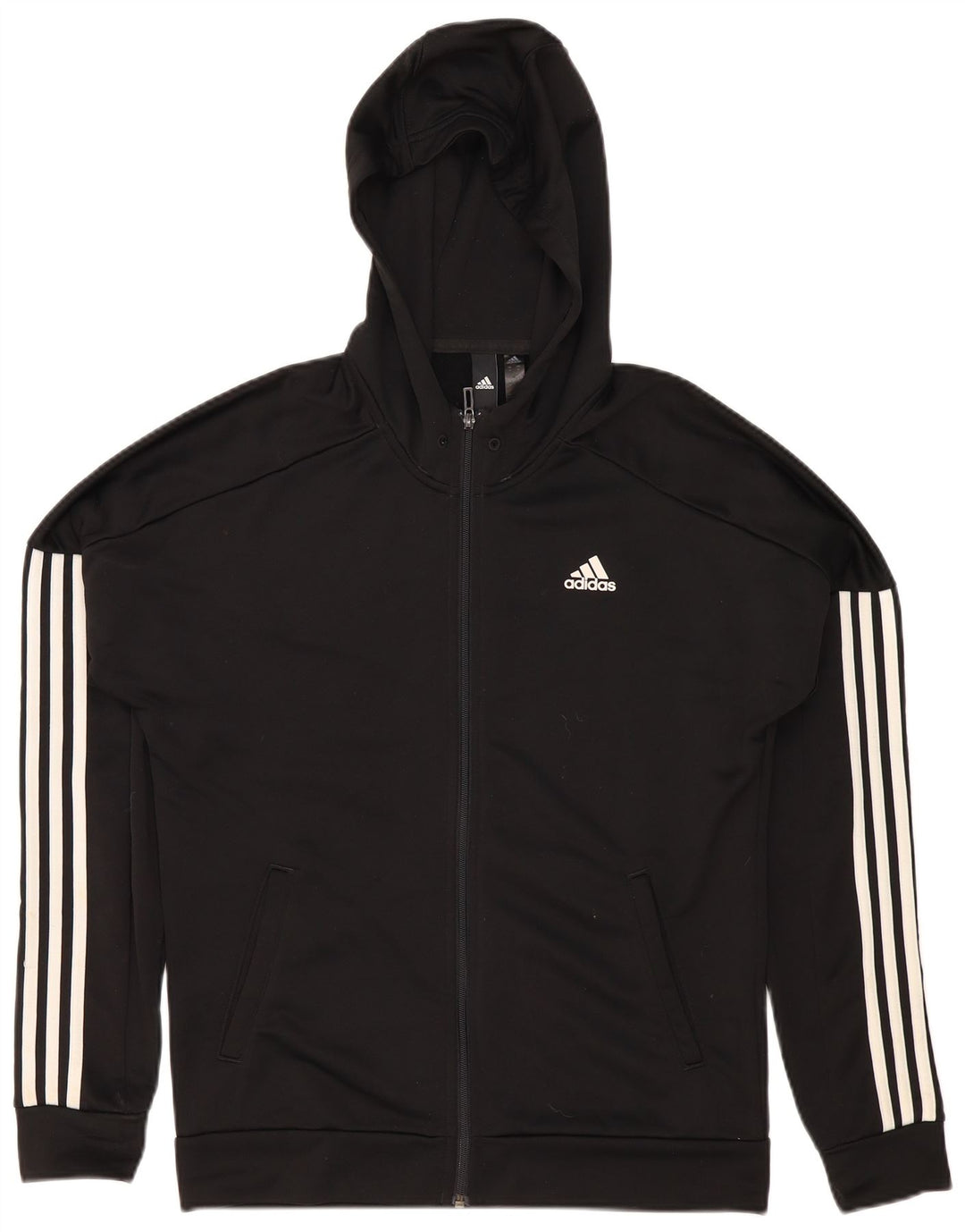 Adidas Hombre Zip Sudadera Con Capucha Suéter Mediano Negro Poliéster