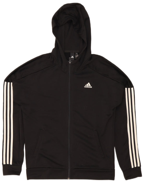 Adidas Mens Zip Hoodie Sweater Medium Black Polyester