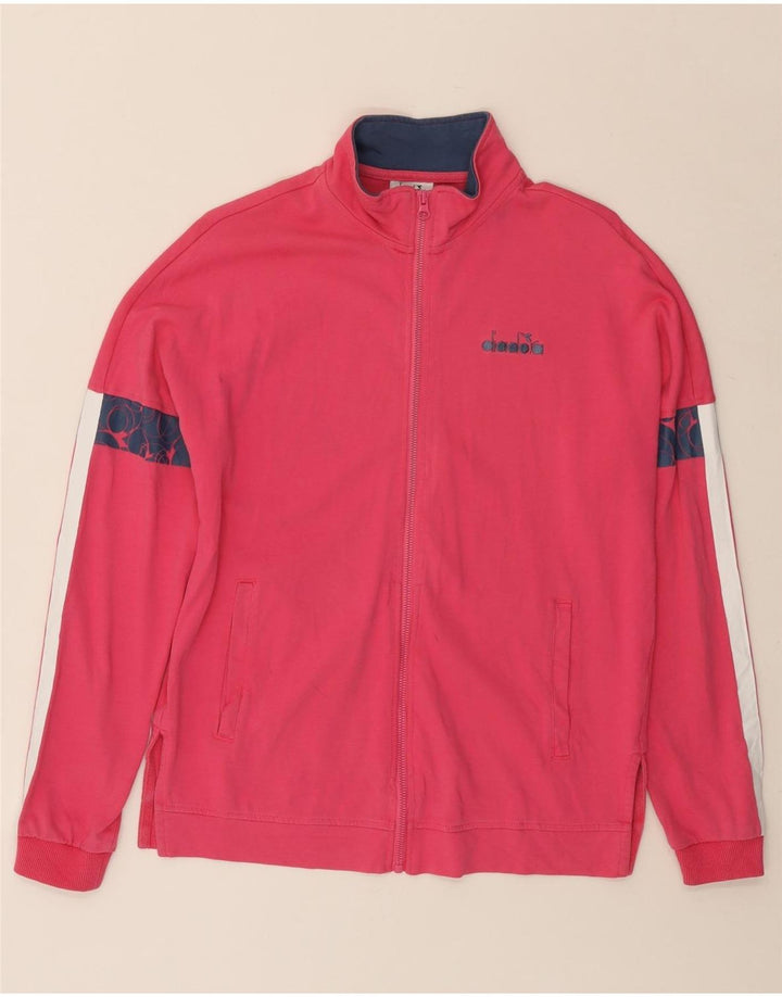 DIADORA Chaqueta superior de chándal con gráfico para mujer UK 40 Small Pink Colourblock