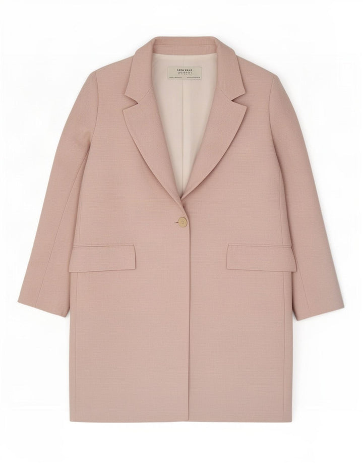 Zara Mujer Abrigo Extragrande UK 10 Pequeño Poliéster Rosa