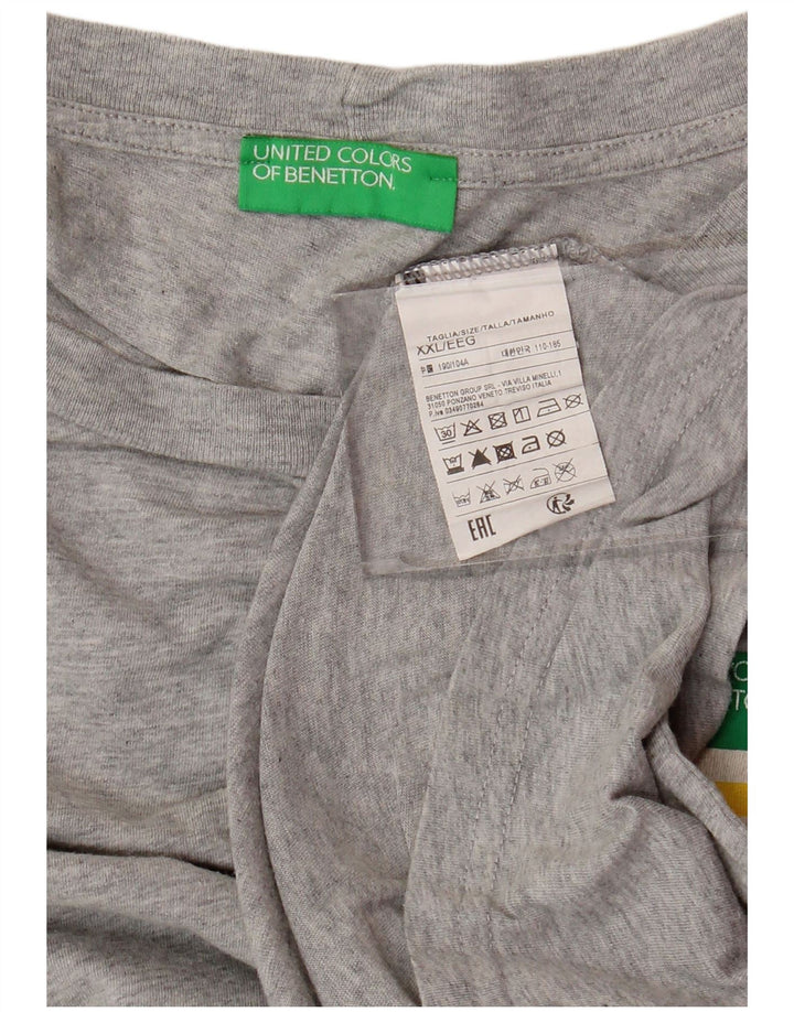 BENETTON Camiseta gráfica para hombre Top 2XL Gris Colorblock Algodón