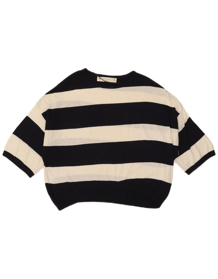 Zara Blusa extragrande de manga 1/2 para mujer UK 40 Mediano Rayas blancas