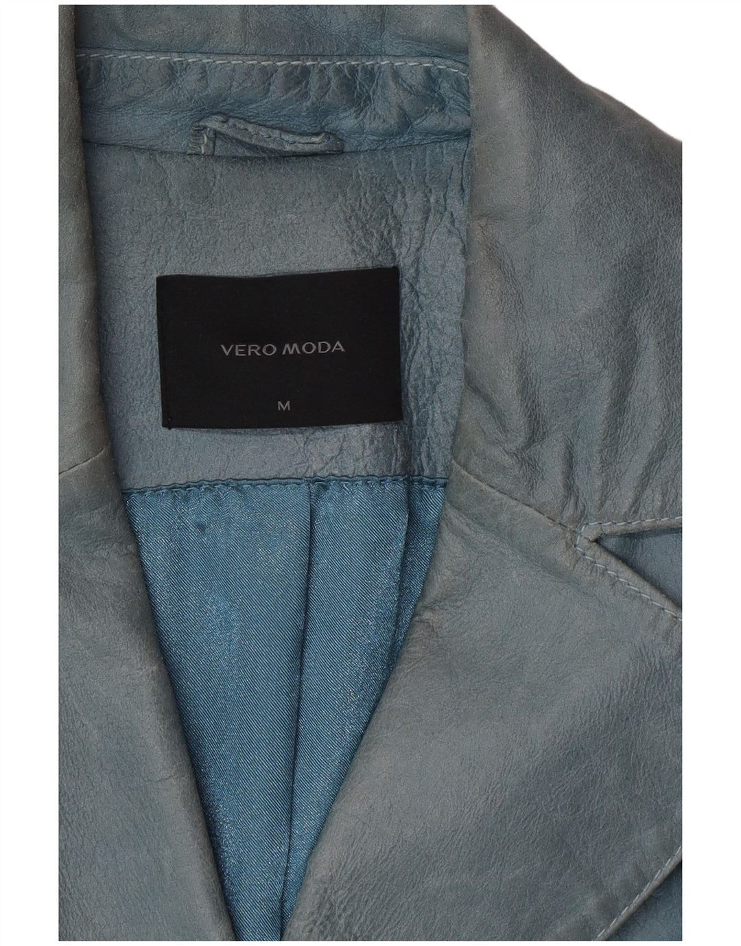 VINTAGE Chaqueta de cuero para mujer Reino Unido 12 Azul medio