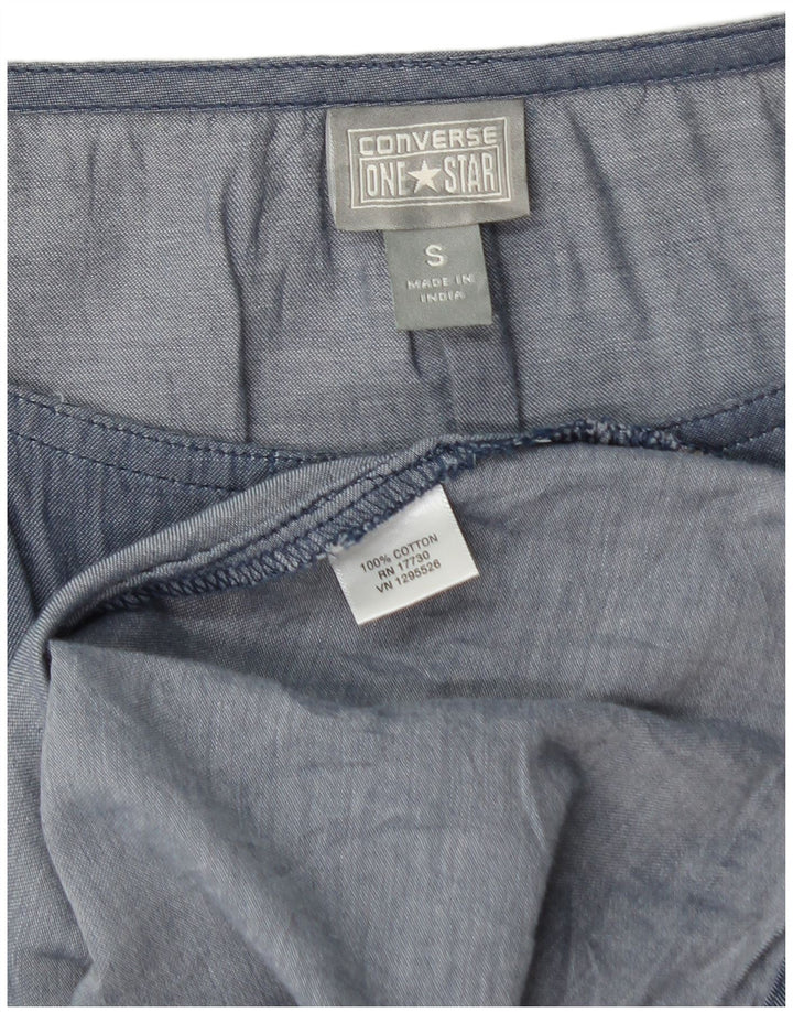 CONVERSE Vestido acampanado sin mangas para mujer UK 10 Small Blue Cotton