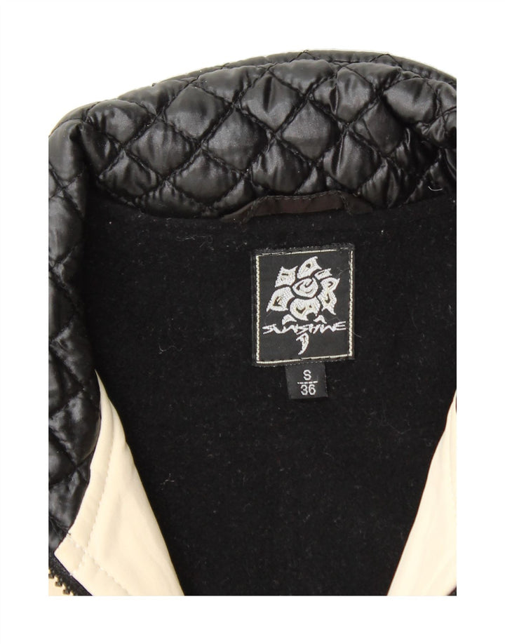 SUNSHINE Womens Quilted Jacket EU 36 Small Black Colourblock Polyester Vintage Sunshine and Second-Hand Sunshine from Messina Hembry 