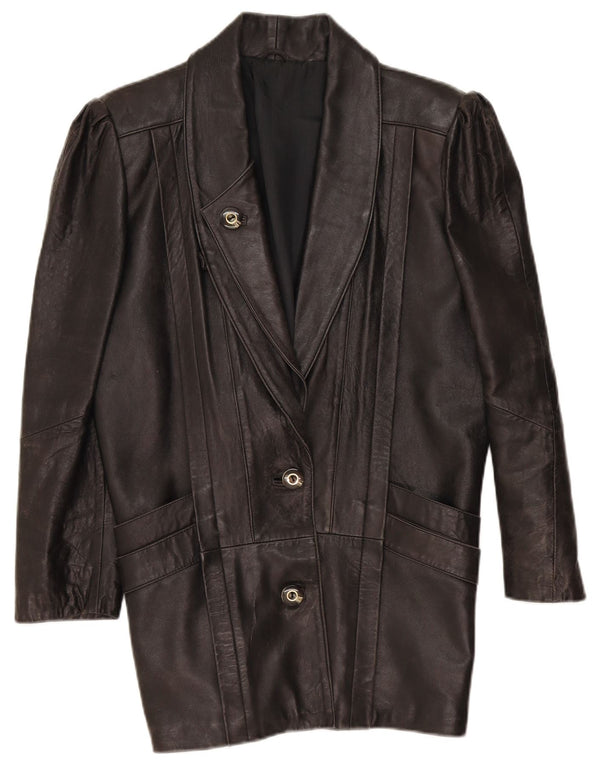 Vintage mujer chaqueta de cuero Reino Unido 14 marrón medio