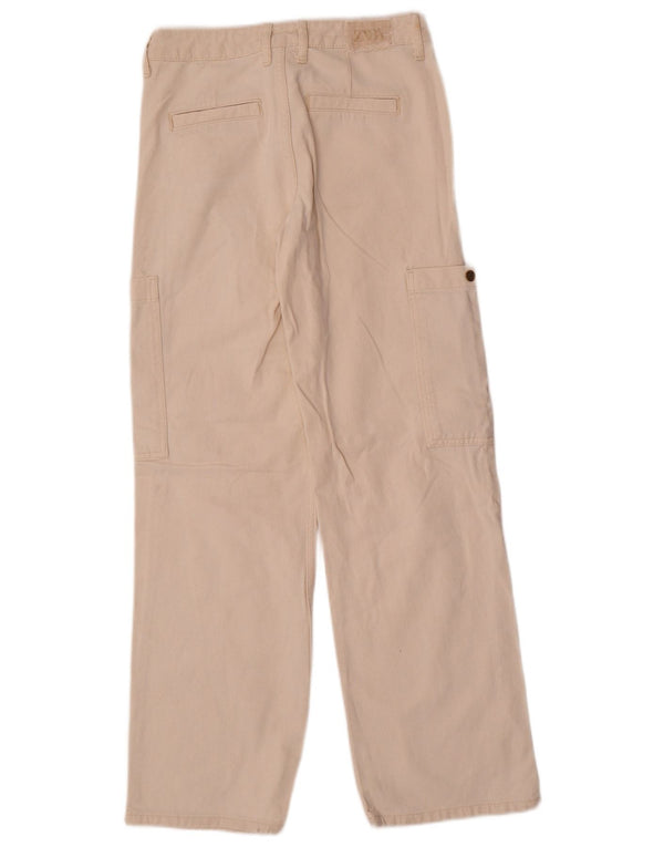 Zara Jeans Cargo Sueltos Mujer EU 34 2XS W24 L30 Blanco Roto