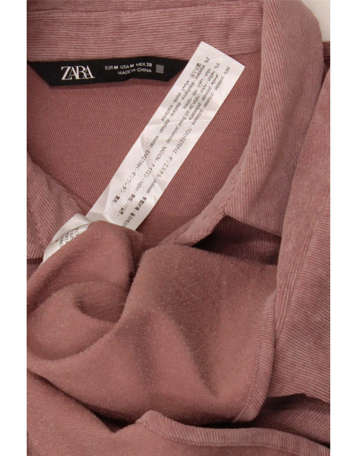 Zara Hombre Camisa Holgada De Pana Poliéster Rosa Medio
