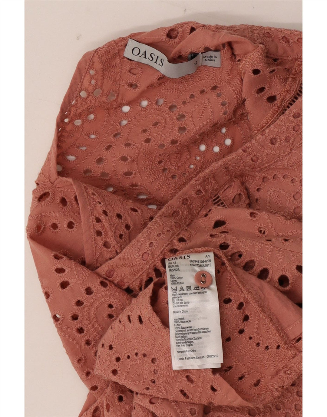 Oasis Blusa para Mujer Top UK 40 Algodón Paisley Rosa Medio