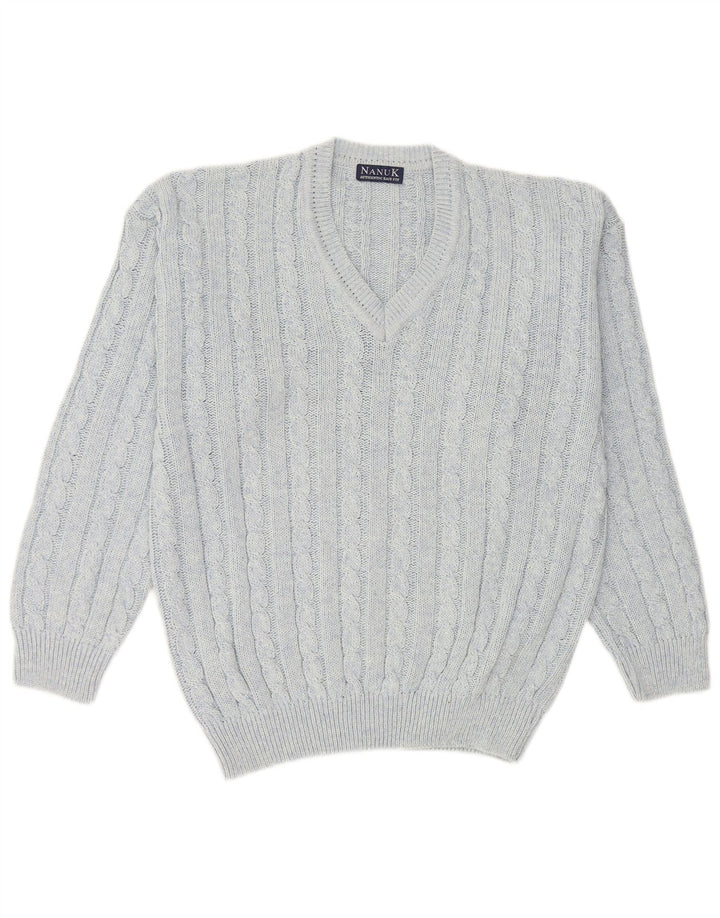 Nanuk Jersey con Cuello en V para Hombre Algodón Azul Medio