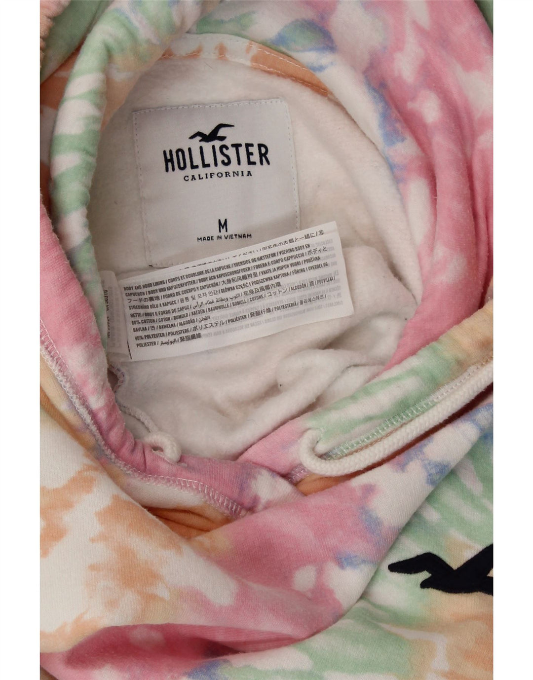 HOLLISTER Jersey con capucha gráfico para mujer Reino Unido 14 Medium Multicolor Tie Dye