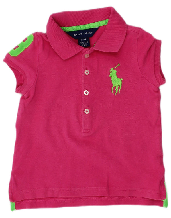 RALPH LAUREN Polo gráfico para bebé niña 18-24 meses Algodón rosa