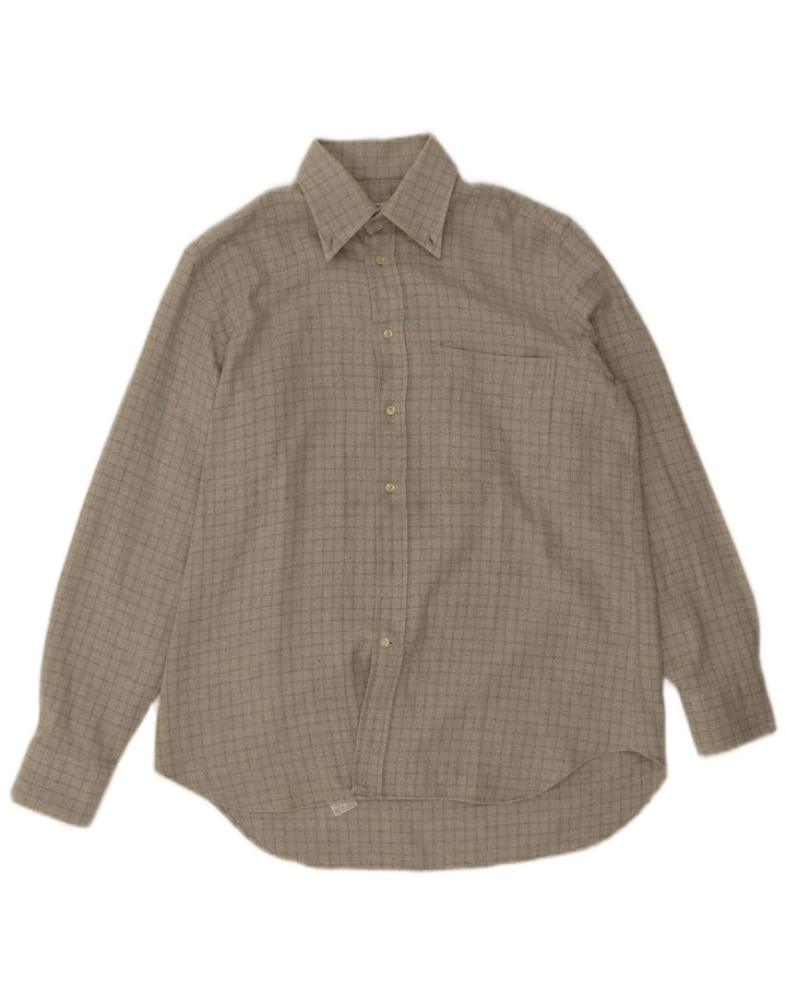 Camisa de franela para hombre Boggi Talla 39 15 1/2 Algodón a cuadros gris medio