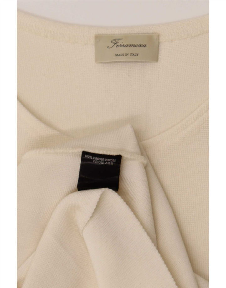 Vintage mujer A-Line vestido Reino Unido 10 pequeña viscosa blanca