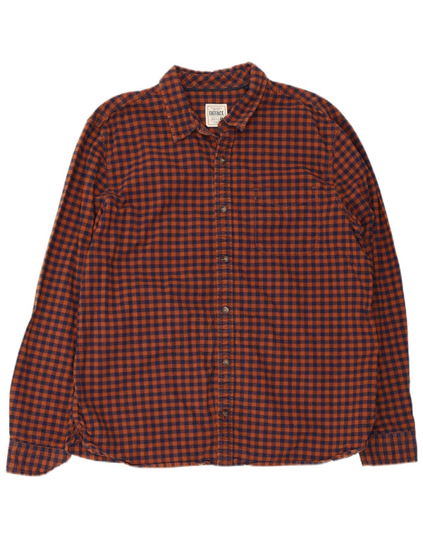 Camisa de franela de corte estándar para hombre de Fat Face XL de algodón a cuadros naranja