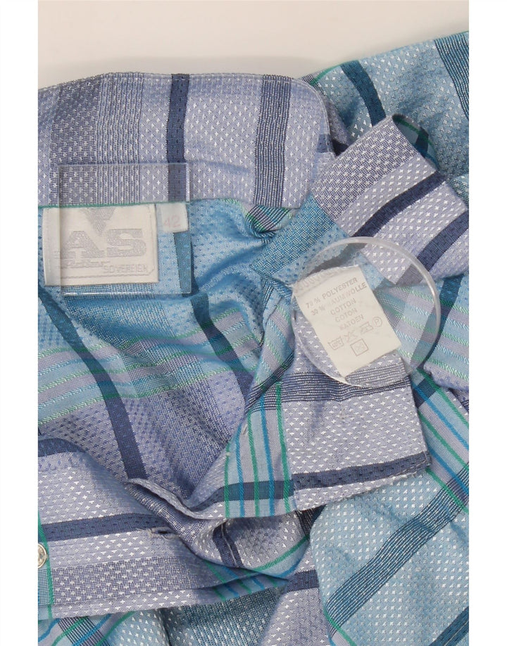 VINTAGE Womens Oversized Shirt Blouse IT 42 Medium Blue Check Polyester Vintage Vintage and Second-Hand Vintage from Messina Hembry 