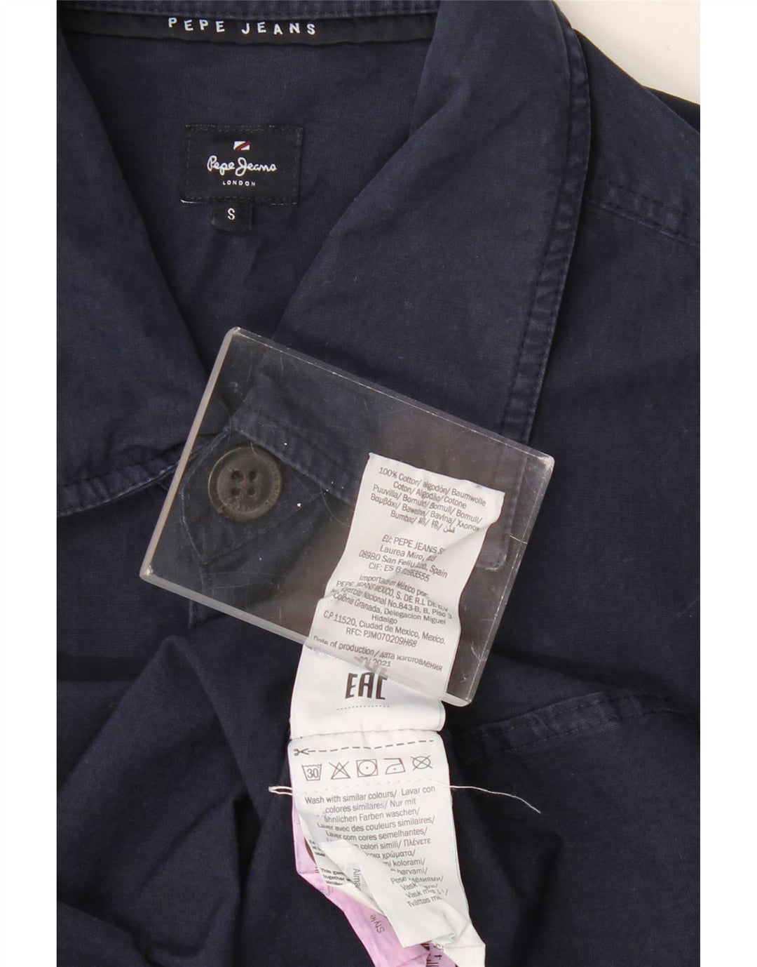 PEPE JEANS Camisa estampada para hombre Small Azul marino Algodón