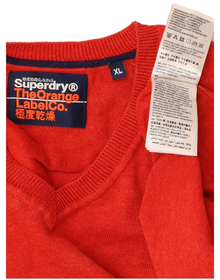 Superdry Jersey Con Cuello En V Para Hombre XL Algodón Rojo