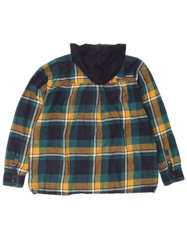 Eddie Bauer Camisa de franela con capucha para mujer Reino Unido 46 Grande Azul marino Cuadros Algodón