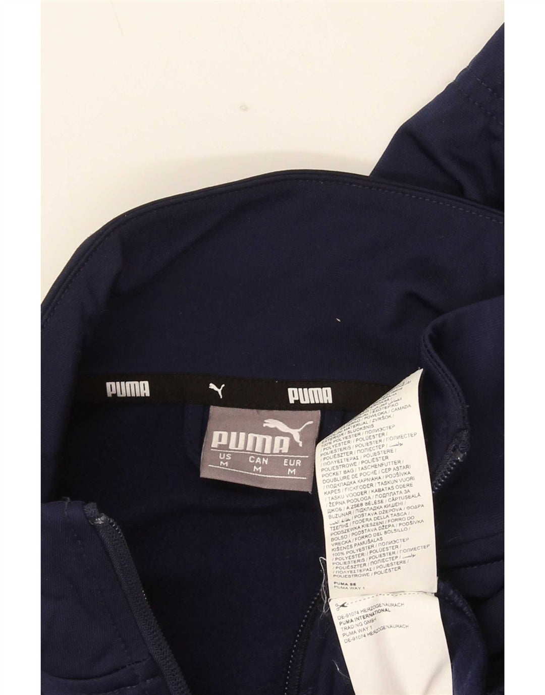 Puma Chaqueta superior de chándal para hombre Poliéster color block azul marino mediano