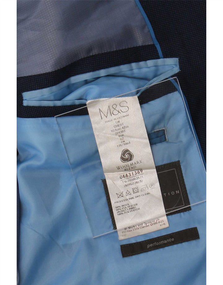 Marks & Spencer Chaqueta tipo blazer de 2 botones para hombre UK 42 Large Lana azul marino