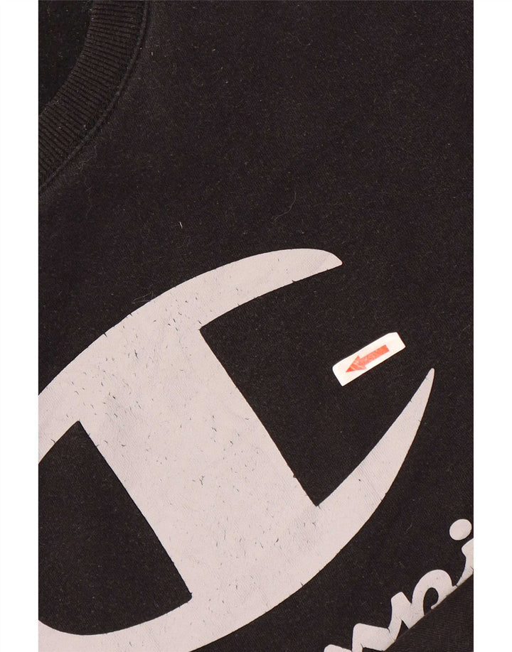 Champion Sudadera Con Estampado Gráfico Jumper De Algodón Negro Mediano