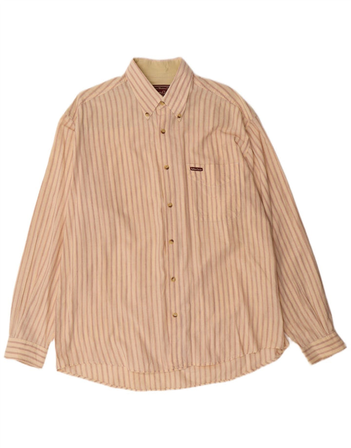 Camisa Marlboro Classics Hombre XL Algodón Rayas Beige
