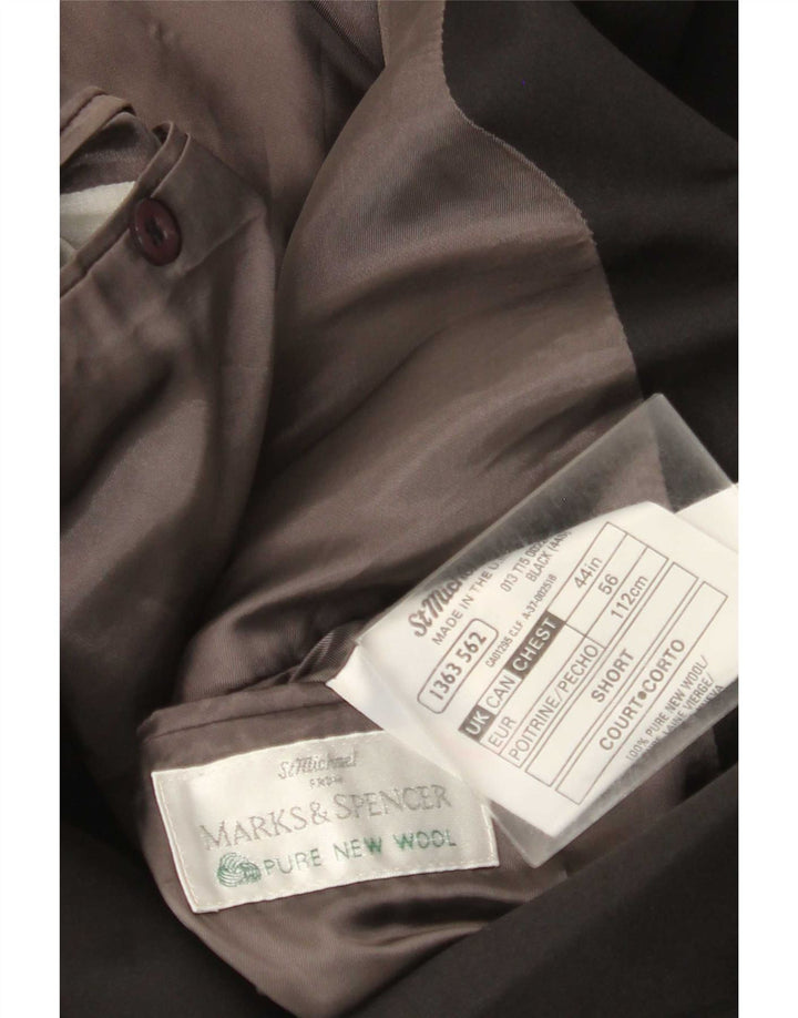 Marks & Spencer Chaqueta tipo blazer con doble botonadura para hombre UK 44 XL Lana virgen negra