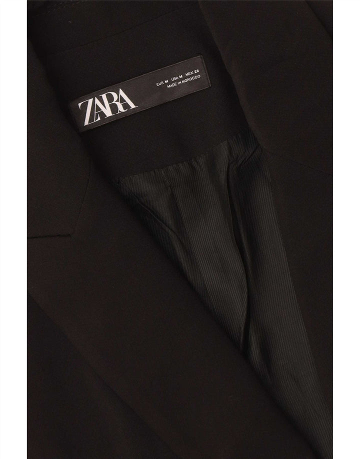 Zara Mujer Chaleco Largo UK 44 Medio Negro Poliéster