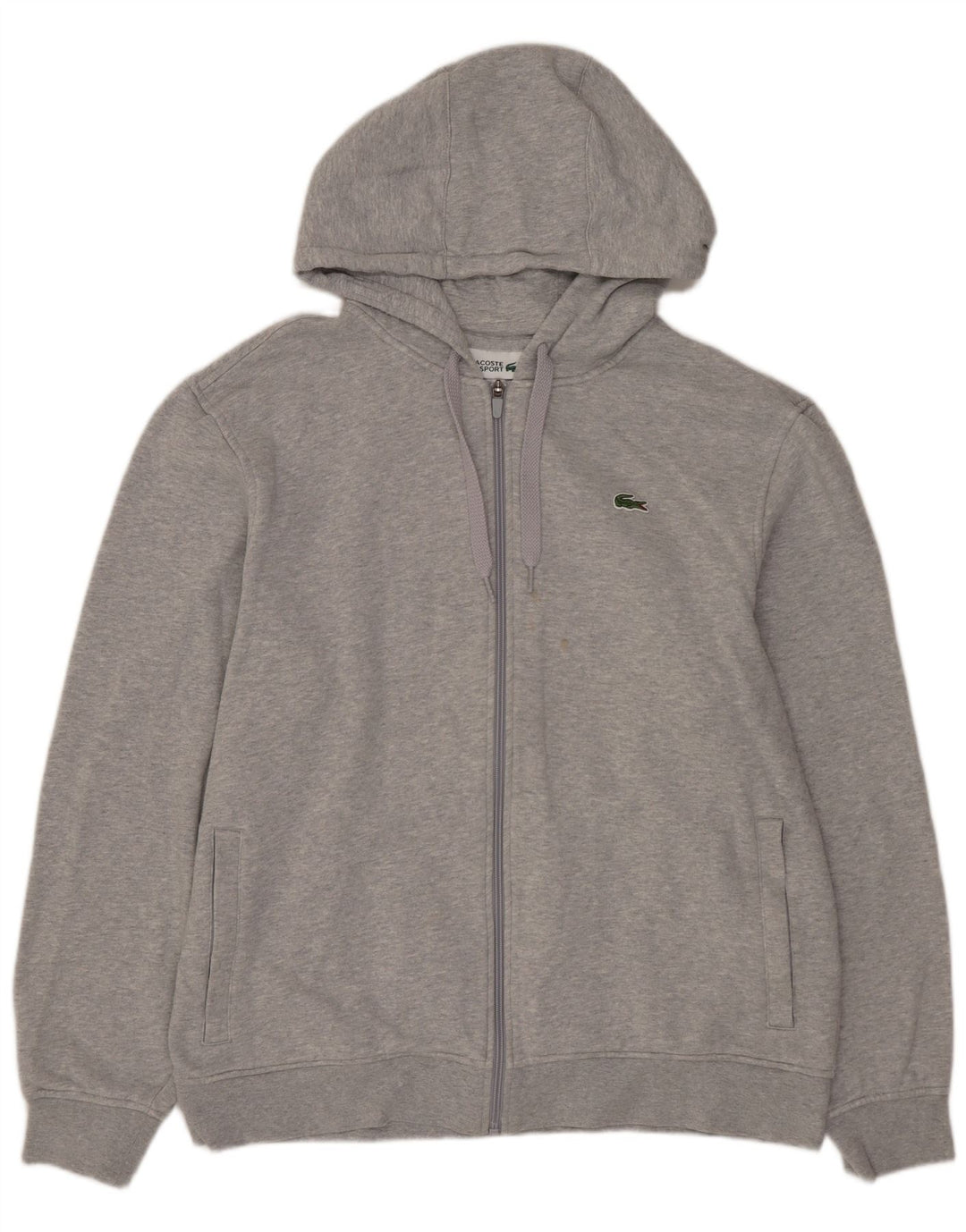 LACOSTE Sudadera con capucha y cremallera para hombre Talla 6 XL Algodón gris