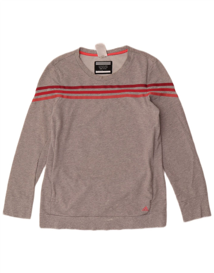 Adidas Mujer Sudadera Jumper UK 12/14 Algodón moteado gris medio