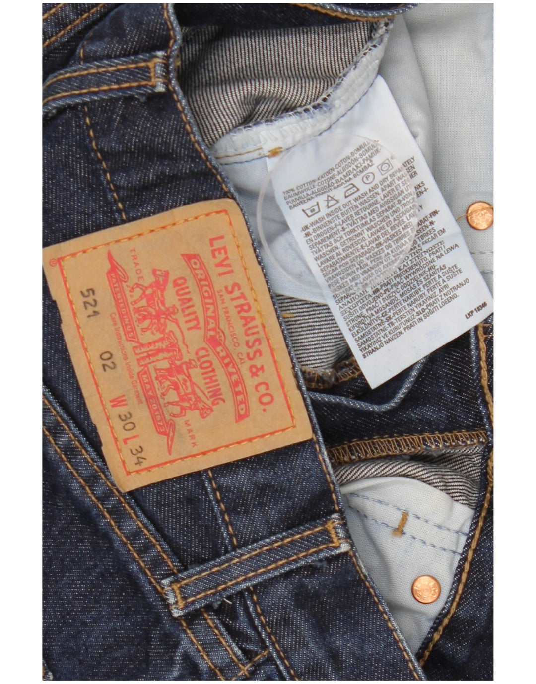 LEVI'S Vaqueros cónicos 521 para hombre W30 L34 Algodón azul marino