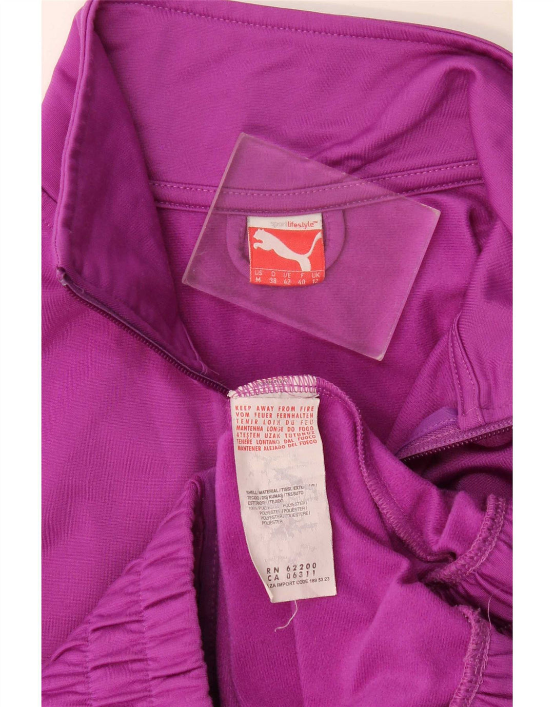 Puma Mujer Chándal Top Chaqueta UK 12 Medio Púrpura Poliéster