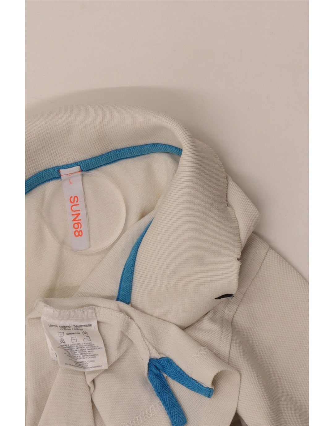 Polo Sun68 para hombre de algodón blanco grande