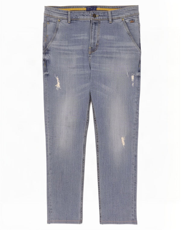 Zara Jeans recortados desgastados para hombre EU 42 Large W32 L26 Algodón azul