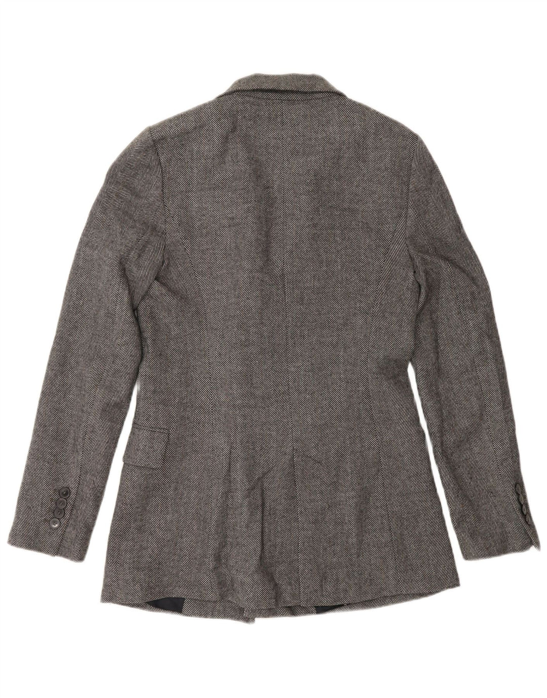 Zara Mujer Chaqueta Blazer De Doble Botonadura UK 10 Small Grey Herringbone