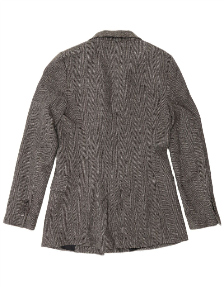 Zara Mujer Chaqueta Blazer De Doble Botonadura UK 10 Small Grey Herringbone