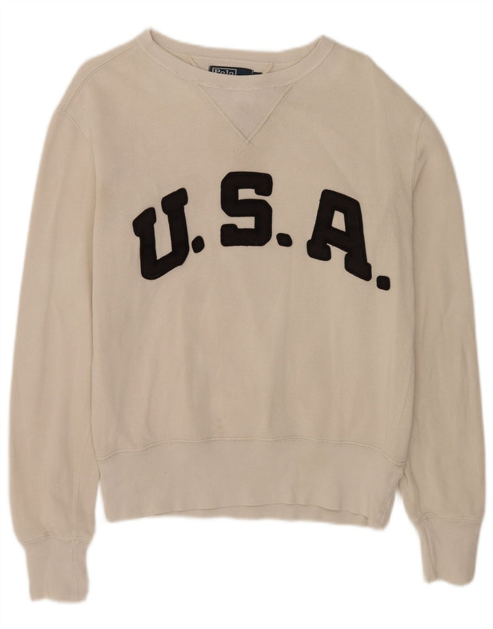 Polo Ralph Lauren Hombre Sudadera Gráfica Jersey Pequeño Blanco Roto